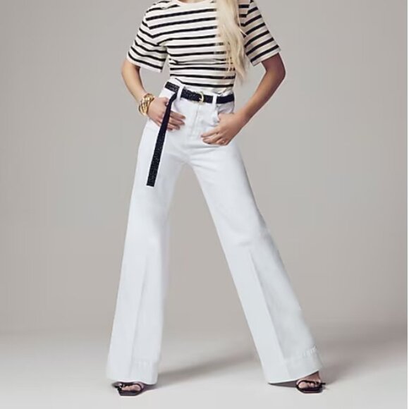 J Crew Womens Wide Leg Trouser Denim Jean Size 28 White - Picture 1 of 4